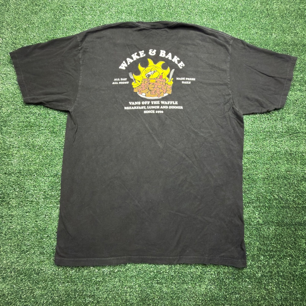 Vans Mens Wake & Bake Off The Waffle Graphic T-Shirt Black XL